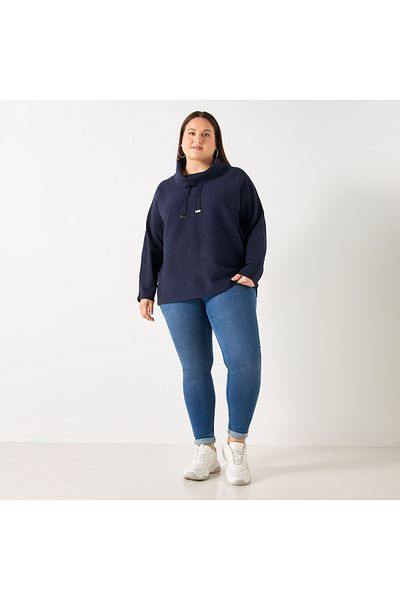 Ulla Popken Plus Size High Neck Sweatshirt With Long Sleeves