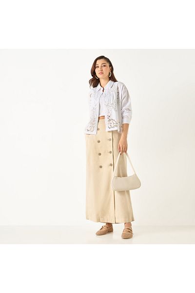 Lee Cooper Maxi Skirt With Button Closure And Pocket