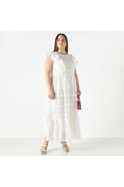 2Xtremz All-over Embroidered Tiered Dress With Ruffles