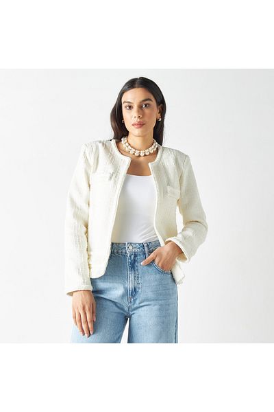 Iconic Textured Open Front Jacket