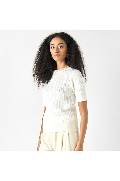 2Xtremz Pearl Embellished Sweater With Short Sleeves