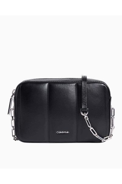 Calvin Klein Black Leather Quilted Adjustable Strap Shoulder Bag - K60K 613076 -Beh