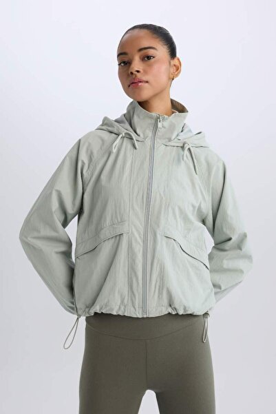 DeFacto Waterproof Hooded Zippered Pocket Thin Raincoat D5753Ax25Sp