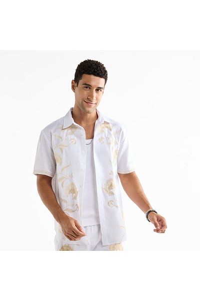 FAV Regular Fit Embroidered Shirt With Collar And Short Sleeves