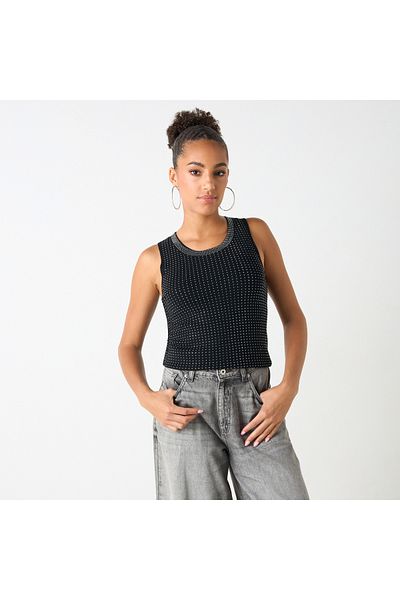 2Xtremz Embellished Sleeveless Tank Top With Round Neck