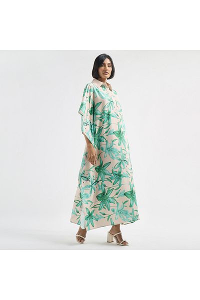 FAV All-over Floral Print Kaftan Dress With Collar