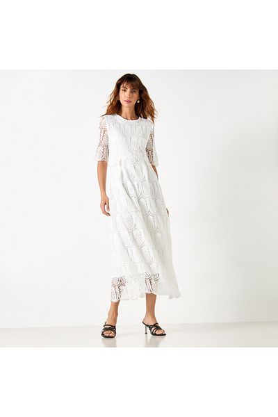 2Xtremz Pineapple Lace Textured A-line Midi Dress