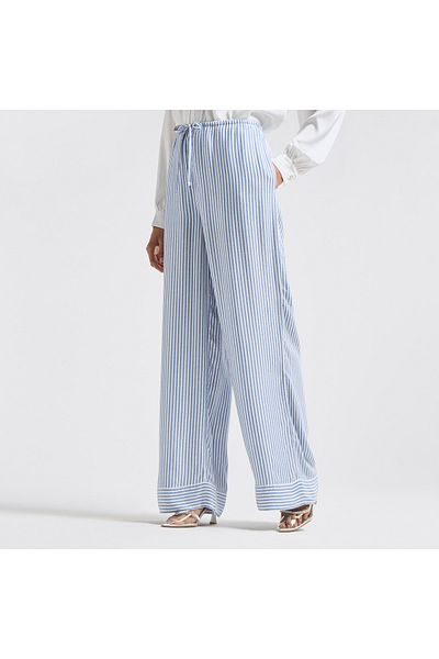 FAV Striped Wide Leg Pants With Drawstring Closure And Pockets