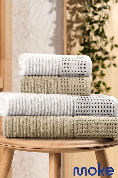 moke e ticaret Sea 4-Piece Bath Towel Set Cotton |   Soft and Absorbent Cotton Towel Set
