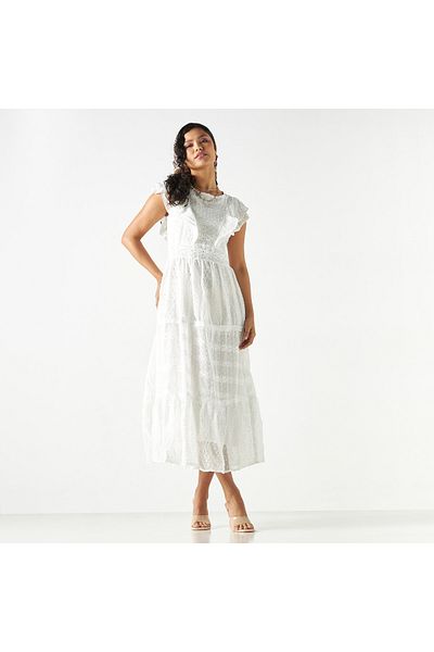 2Xtremz All-over Embroidered Tiered Dress With Ruffles