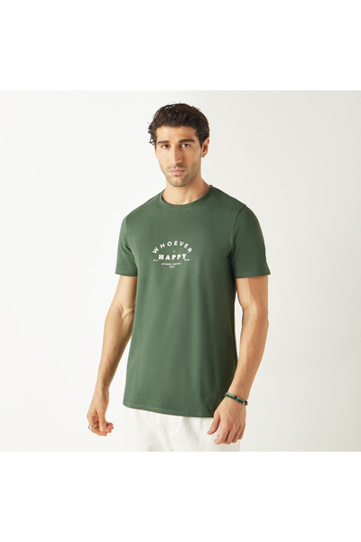 Iconic تي شيرت بطبعة طباعية وأكمام قصيرة