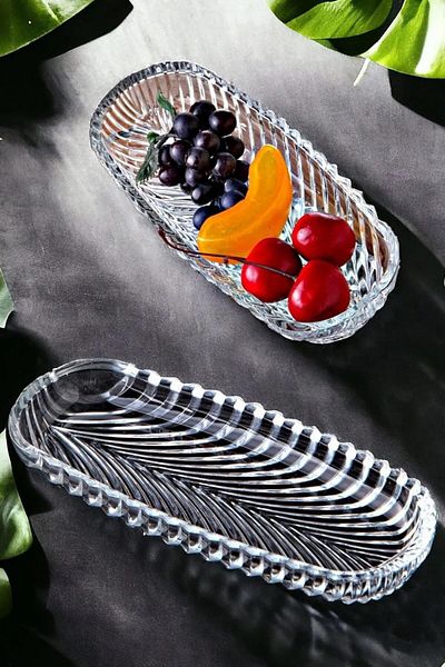 OrginGift   Oval Fish Back Cookie and Fruit Appetizer Presentation Plate Breakfast Serving 17X7 cm