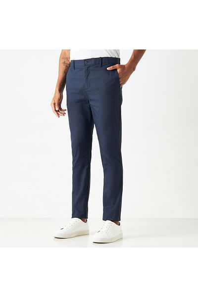 Iconic Solid Mid-rise Trousers With Button Closure And Pockets