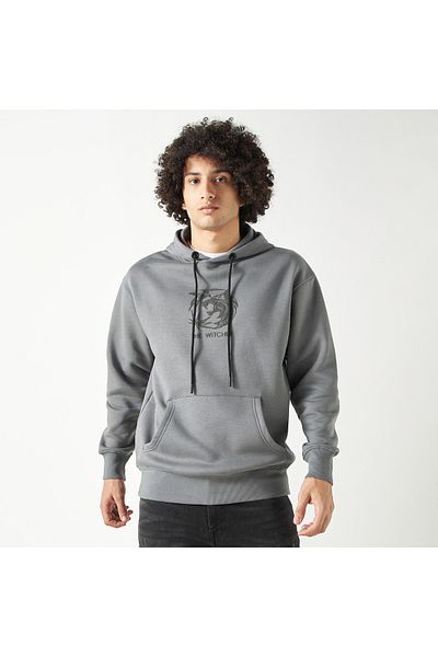 SP Characters Attack On Titan Print Hoodie With Long Sleeves And Kangaroo Pocket