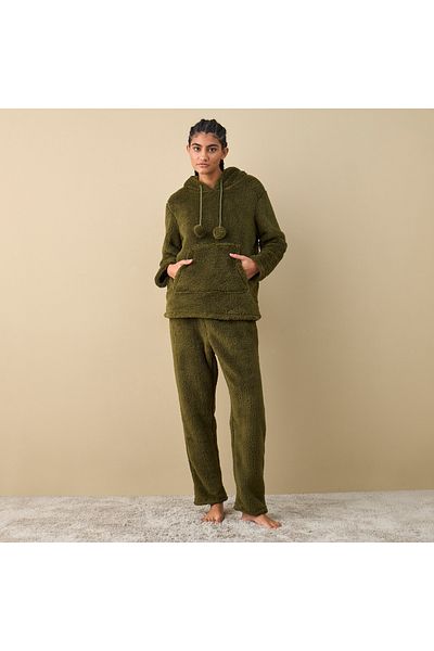 FAV Textured Long Sleeves Hoodie And Pyjama Set
