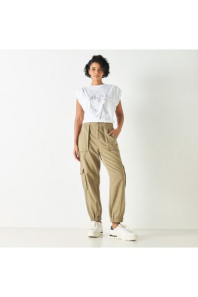 SP Characters Fruit Basket Print Crew Neck T-shirt With Extended Sleeves