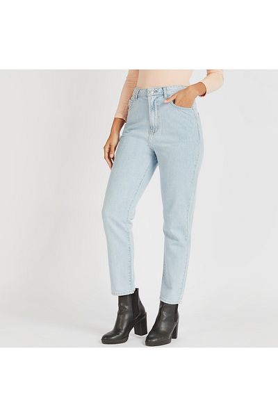Lee Cooper بنطال جينز متوسط الارتفاع مع جيوب وأزرار للإغلاق