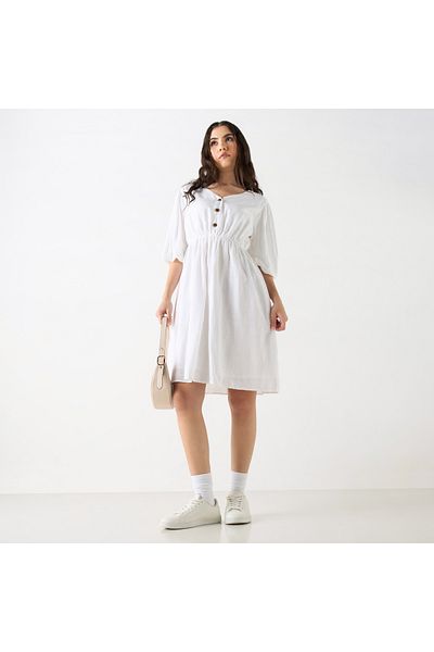 Lee Cooper Textured Knee Length Dress With V-neck