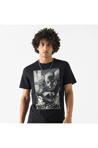 SP Characters Batman Print Crew Neck T-shirt With Short Sleeves