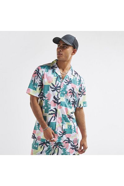 FAV All-over Print Shirt With Camp Collar And Short Sleeves