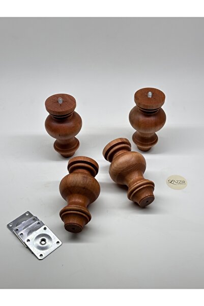 lazzir handle Picior din lemn tip bohemian (A34) (DIA-7,5..ALTEZA-13) Set de 4 picioare, inclusiv dispozitiv de montare