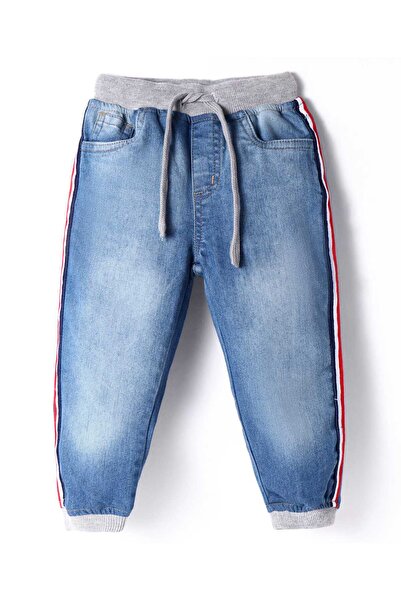 Babyhug Babyhug Cotton Blend Denim Washed Joggers with Stretch - Blue