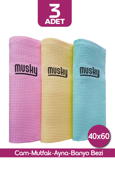 MUSKY 3'lü Mikrofiber Temizlik Bezi | Sihirli Bez | 3lü Paket | Goldserisi | ...