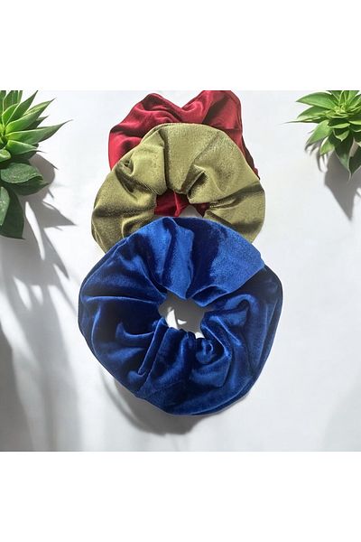 sevimli als accessories Scrunchie pentru femei - Triple Burgundy, Kaki și Albastru