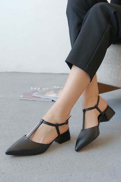 MODAADAM Pantofi cu toc negru pentru femei -时刻 短靴