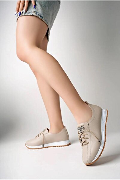 Aymood Kadın Ten Lastik Bağcıklı Ortopedik Taban Babet