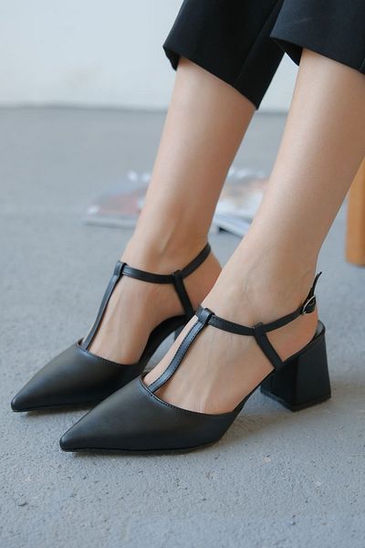 GOFFSHOES Pantofi cu toc gros pentru femei - negri
