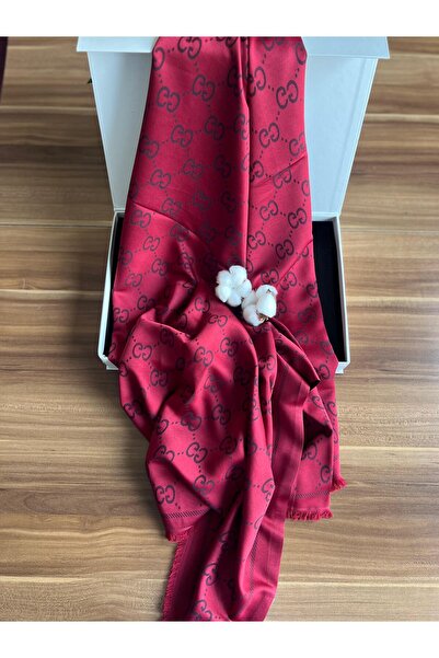 VaVscarfs G Desenli Ipek Kaşmir Çift Taraflı Şal Bordo