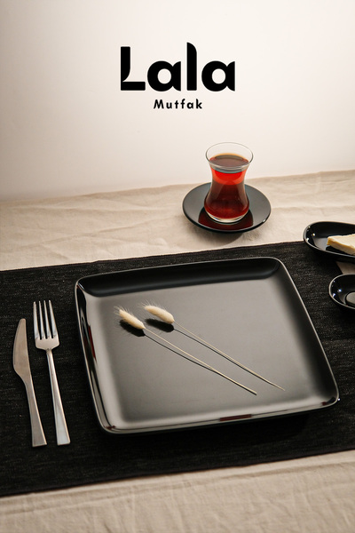 Lala Mutfak Gözde Kare Servis Tabak 3'lü Set (26 CM - ŞIK, DAYANIKLI, YEMEK V...