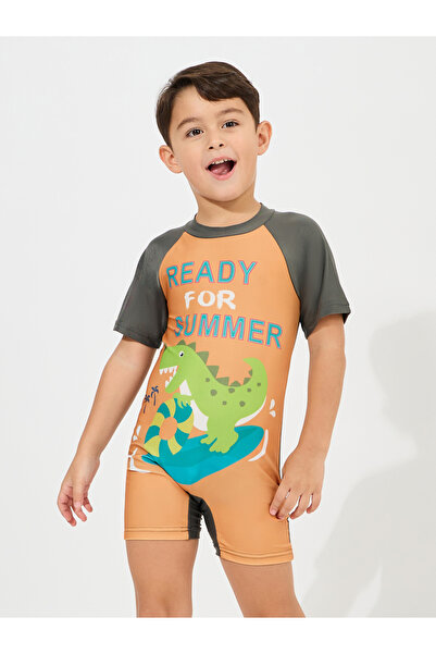 Styli Dinosaur Print Swimsuit with Cap Set