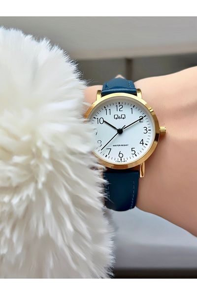 Q&Q   Minimal Elegant Thin Case Numeral Women's Leather Cord Wristwatch