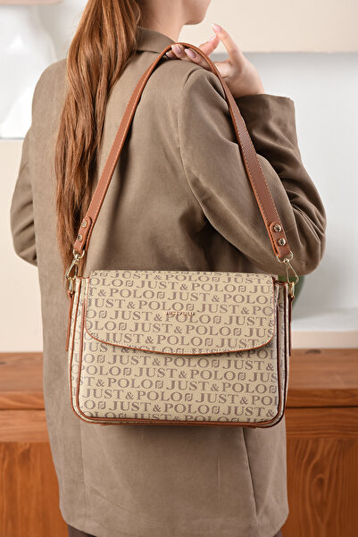 Just Polo Monogram Baskılı Kadın El Ve Omuz Çantası