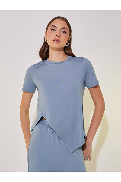 Take Two By Styli Asymmetrical Hem Short Sleeve T-Shirt and Pants Co-Ords