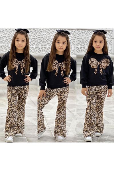 Yavrumsa Leopard Motif Bow Trousers Combination
