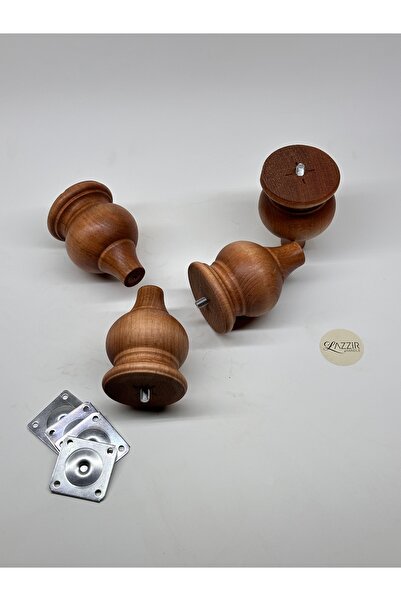 lazzir handle Picior boem din lemn de Highland (A16) (Diametru-7,5..Înălțime-10) Set de 4 picioare Include dispozitiv de montare