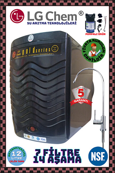 ligth gastro LG Chem GOLD POMPALI-ÜCRETSİZ MONTAJLI SİYAH 12LİTRE 7FİLTRE 14A...