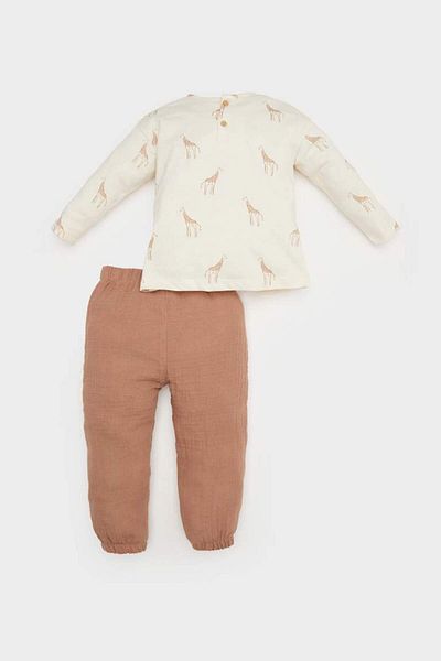 DeFacto New Season Baby Boys 2-Piece Set Long Sleeve Top with Elastic Waist Pants