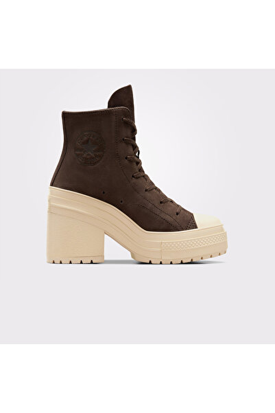 Converse Chuck 70 De Luxe Heel Unisex Kahverengi Deri Platform Sneaker