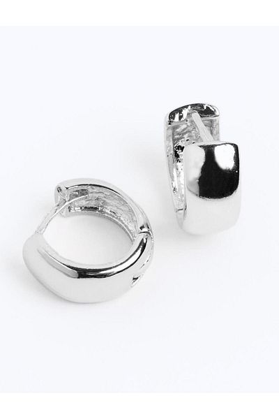 Jimmy Key Silver Color Thick Half Hoop Earrings