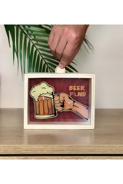 Gift Moda Ξύλινος κουμπαράς με σχέδιο Beer Flnd