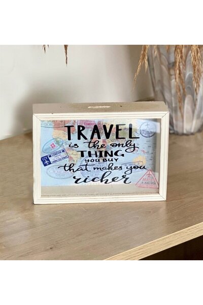 Gift Moda Travel Journal Tasarımlı Ahşap Kumbara