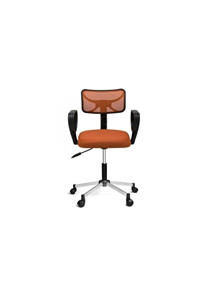 Türksit Buse Çalışma Koltuğu Metalik Gri Boyalı Ayak Turuncu