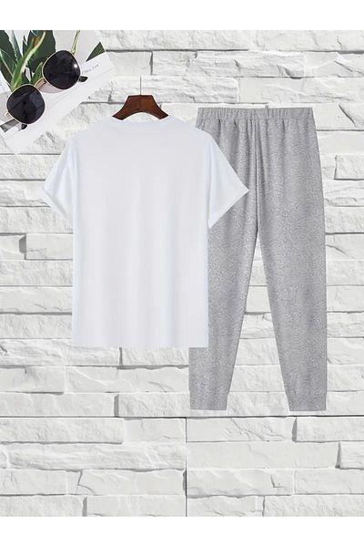 DAXİS Sportwear Company Men's Los Angeles Printed Tracksuit Suit T-Shirt Jogger and Bottom Top Set