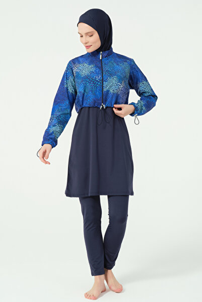 ALFASA Patterned Crop Hijab Swimsuit