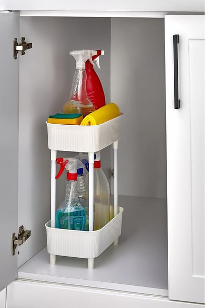 Kitchen Life Οργανωτής πολλαπλών χρήσεων ντουλάπι μπάνιου 2 επιπέδων κάτω από τον πάγκο κάτω από το ράφι