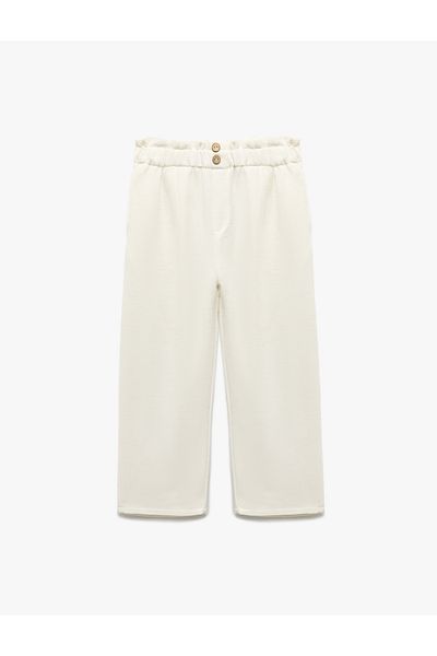 Koton Basic Trousers in Linen and Viscose Blend with Elastic Waist